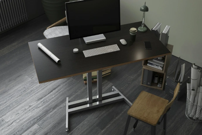 silver imac on black wooden table